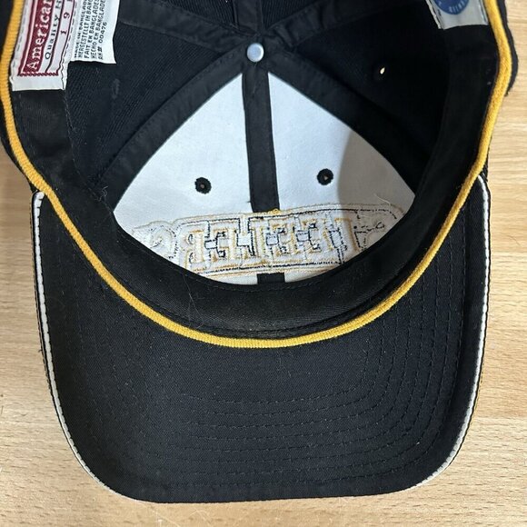 Vintage 90s NFL Pittsburgh Steelers Hat American Needle Hook And Loop Cap Black - Picture 5 of 6